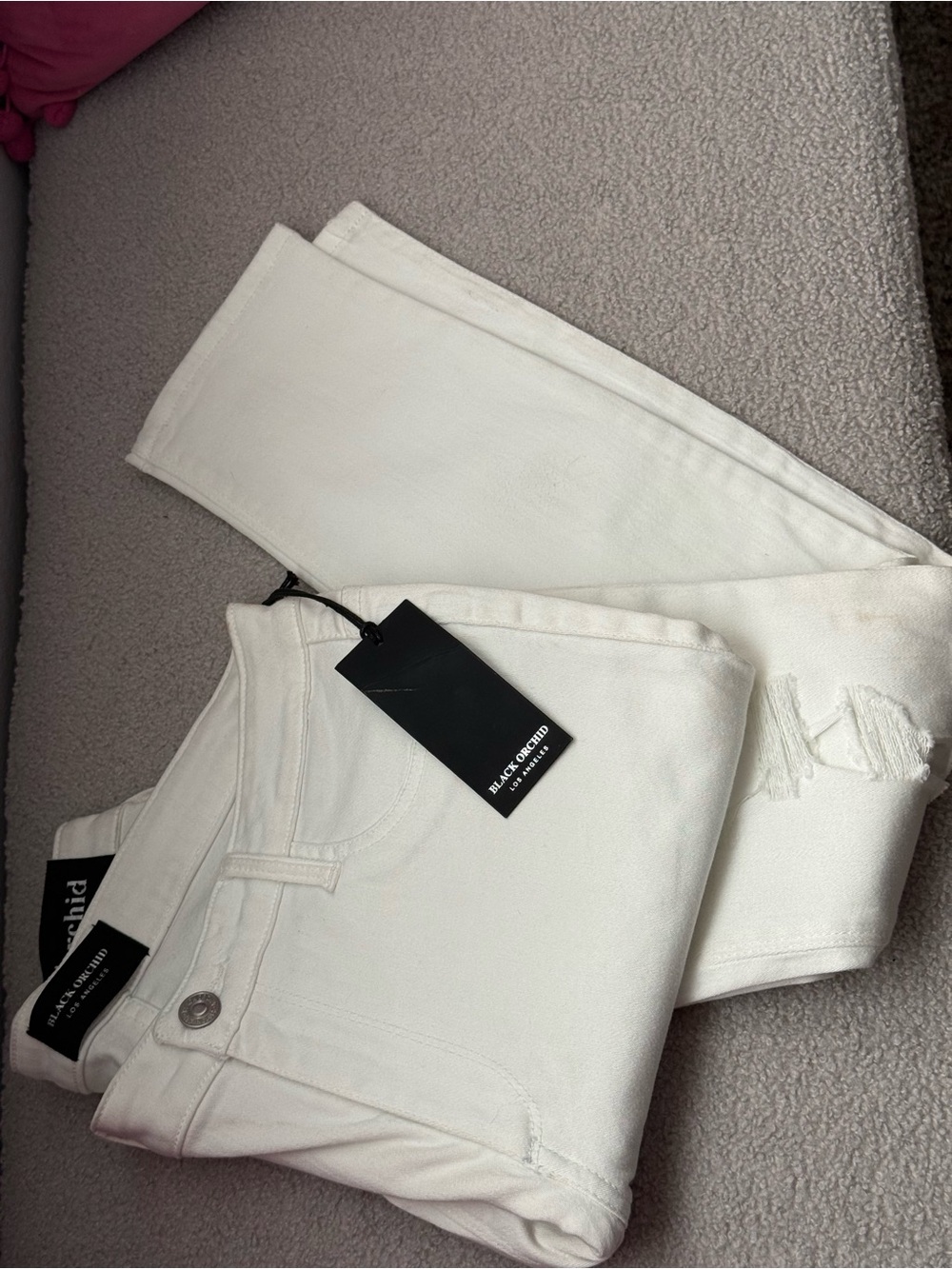 Black Orchid White Denim Jeans with Branded Waist Label